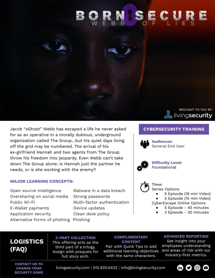 Born Secure Webb of Lies - Collection Marketing Flyer 8.5x11 - Editable