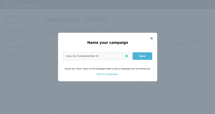 Campaign Builder-Save Name