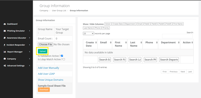 Upload CSV