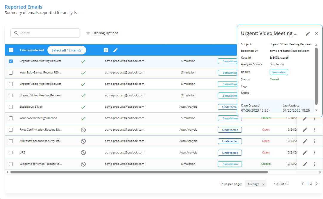 Screen of Living Security Incident Response tool