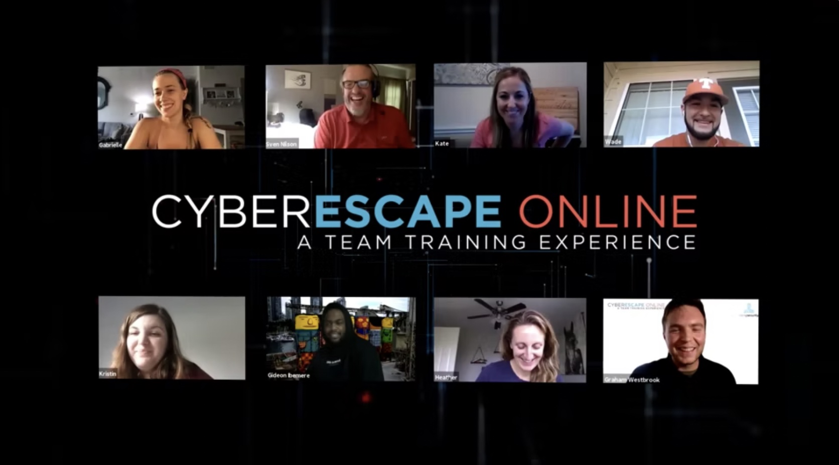team of people on a zoom call participating in online cyber security escape room
