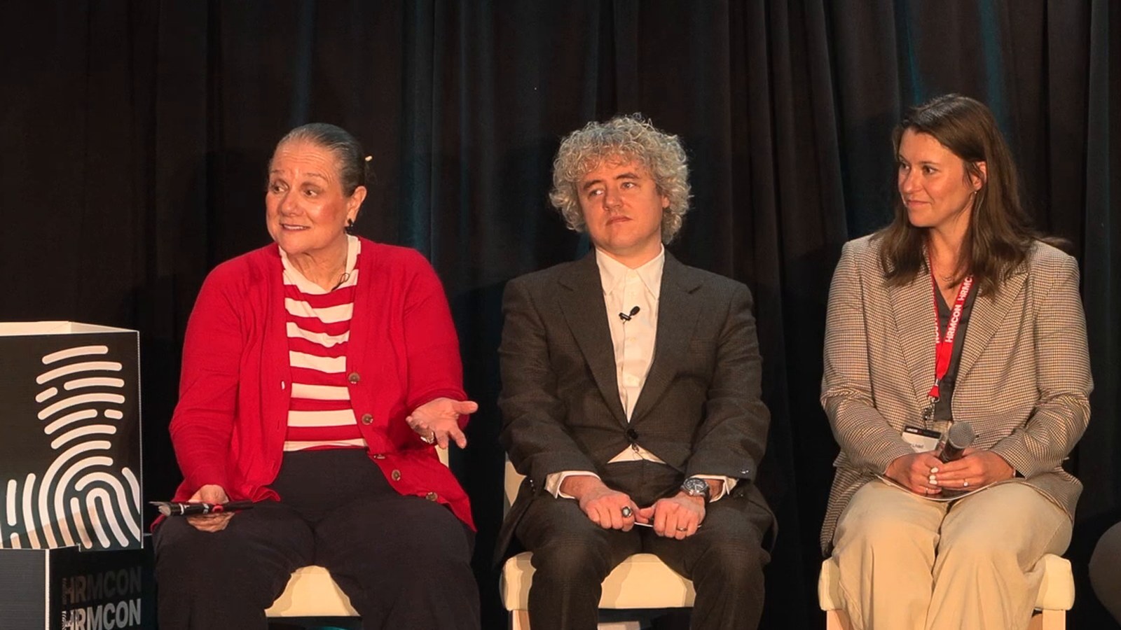 Scott L. Miller, Taylor Lindell, Edna Conway speaking at HRMCon 2026